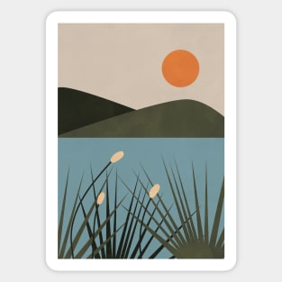 Mountain Lake Sun Boho Print Sticker